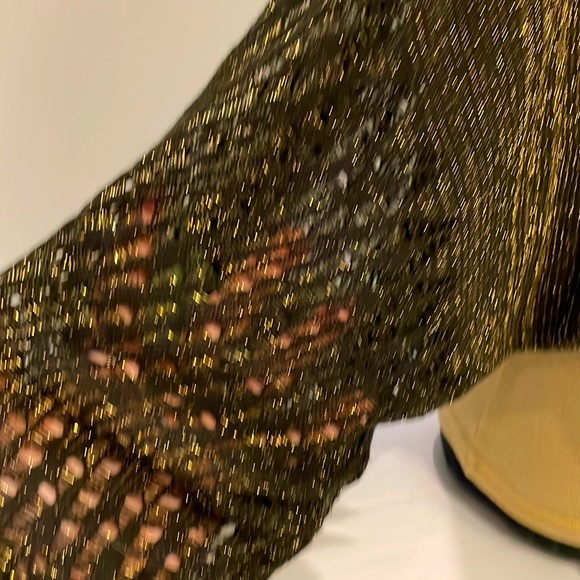 NWT Womens Black w/Metallic Threading Crop Evening Shrug open front Sweater S/M - Picture 10 of 16